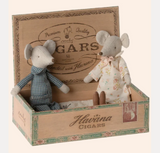 Maileg Granparent Mice in Cigar Box