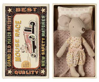 Maileg little sister Mouse in Matchbox