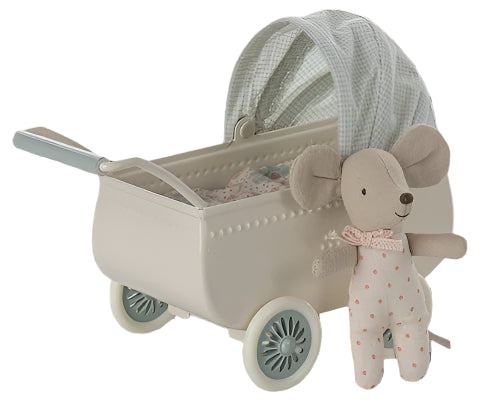Maileg Pram with aby mouse