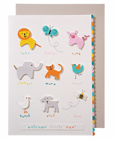 Meri Meri - Baby Shower Animals Noises Card