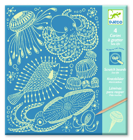 Djeco Glow in the dark scratch art - Sea life