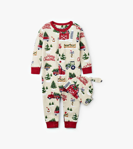 Little Blue House - Country Christmas Baby Body Suit & Hat