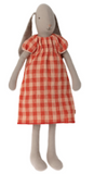 Maileg bunny orange check dress