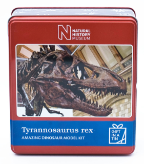 Apples to Pears Natural history museum T-Rex in a tin