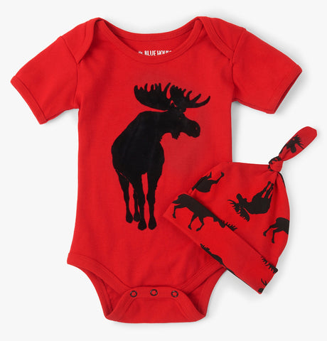 Little Blue House - Red Moose body suit