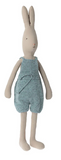 Maileg size 4 rabbit in blue knitted overalls