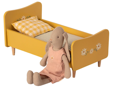 Maileg Wooden Bed Mini - Yellow